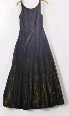 Vintage 90s Betsy & Adam Purple Gold Metallic Maxi Gown Prom Dress Size 10 Y2K  - Image 1 of 4