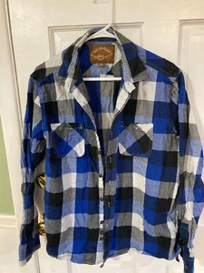 women s long sleeve button up blue/black/white check Red Camel XL - Picture 1 of 1