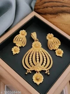 Gold Plated Jhumka Earrings Indian Bollywood Choker Necklace set Bridal Jewelry - Picture 1 of 5
