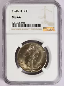 Walking Liberty Half 1946-D - NGC MS66 - Imagen 1 de 2