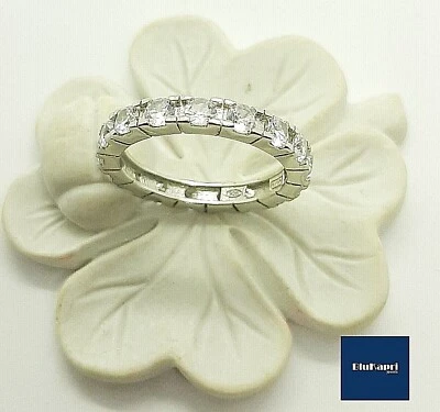 Anello Donna in argento 925 rodiato Veretta zirconi brillanti eternity 3,5 mm - Immagine 1 di 4