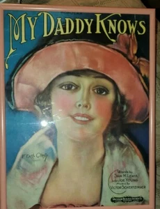 Framed LITHO ART 1920s Music Cover Earl Christy My Daddy Knows 12x9 QUALITY - Picture 1 of 9