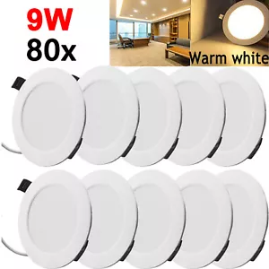80X 9W LED Recessed Down Lights Panel Ceiling Lamp Kitchen Spotlight Warm White - Picture 1 of 12