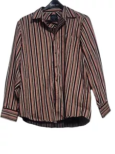 Indigo Palms Button Down Shirt Men's Size XL Long Sleeve Shirt Brown Striped - Picture 1 of 5