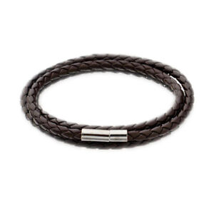 Mens Braided Leather Bracelet  Multi-layer Wrap Woven Wristband Black Brown Cord