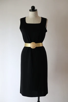 Exclusively Misook Black Knit Jersey Square Neck Sleeveless Midi Dress Women M - Image 1 of 4
