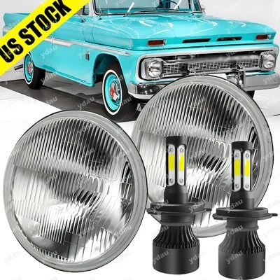 Для Chevrolet C10 панель 1964 1966 пара 7 дюймов круглые светодиодные фары высокий низкий - Изображение 1 из 4