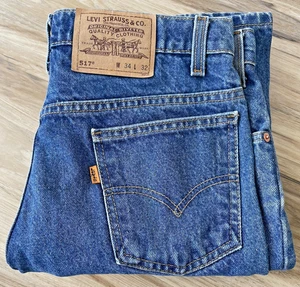 Jeans Vintage Levis 517 Azul 34x32 (32x30) Denim Bootcut Hecho en EE. UU. Pestaña Naranja Años 90 - Imagen 1 de 20