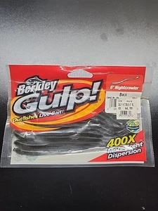 Berkley Gulp! Fishing Soft Bait 6"/15cm Nightcrawler 10ct Black 400 Xscent - Picture 1 of 2