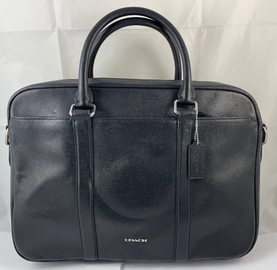 Coach Perry Maletín Delgado Bolso para Laptop Cuero Granulado Negro F59057 Reg $495 Foto 1 de 4
