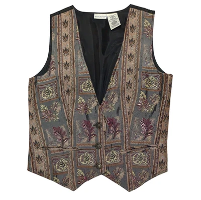 Chaleco tapiz floral vintage años 90 para mujer pequeña casa de campo academia capas preppy Foto 1 de 4