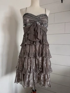 Damen Scala Spaghettiträger Cocktail Sequenz Stufen Minikleid Größe 8 - Bild 1 von 11