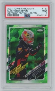 MAX VERSTAPPEN 2021 TOPPS CHROME SAPPHIRE EDITION FORMULA 1 GREEN #167 07/75 PSA - Picture 1 of 3