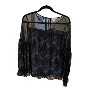 Top Sundance Mujer Negro Encaje Cachicho Romántico Forrado L Delicado Bruja Boho - Imagen 1 de 7