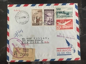1952 Tanger Morocco First Day cover FDC to New York USA Postage Due - Picture 1 of 2