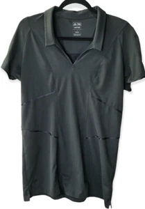 Adidas Golf adiPURE Polo Womens L Collared Shirt Black Ribbon Panel Athletic - Picture 1 of 12