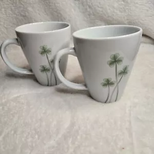 Marcus Notley 2007 Ireland Shamrock Clover Porcelain Tea Cup Mug Pair of 2 - Picture 1 of 6