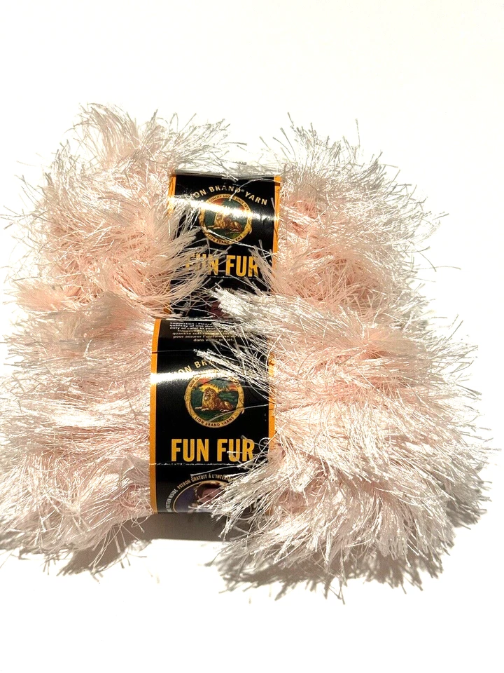 Lion BRAND Fun Fur 5 Bulky Polyester Yarn 2 Skeins Soft Pink 101