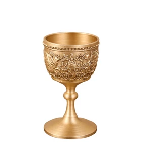 Brass Chalice Goblet Wine Cup Church Baptism Home Decor Gold Dragon Phoenix - Picture 1 of 7