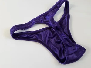 Mens USA Pouch Thong Handmade Custom Sexy Stretch Satin Purple Gear USA - Picture 1 of 2