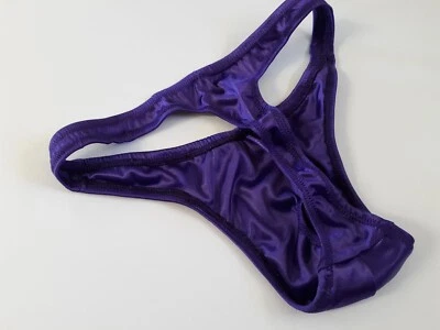Tanga masculina EUA bolsa feita à mão personalizada sexy cetim elástico roxo equipamento EUA - Imagem 1 de 2