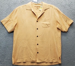 Tommy Bahama Casual Shirt Men Medium Orange Silk Short Sleeve Collar Button Down - Picture 1 of 6