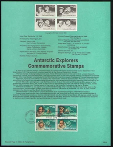 US. SP835. 2386-89. 25c. Antarctic Explorers. Souvenir Pages.1988 - Picture 1 of 1