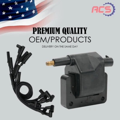 New Ignition Coil + Wire Set OEM For Dodge B1500 Ram Chrysler Jeep Plymouth UF97 - Image 1 of 4