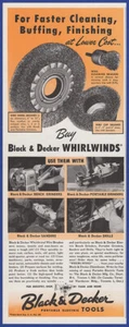 Vintage 1949 BLACK & DECKER Tools Whirlwinds Wire Wheel Brushes 40's Print Ad - Picture 1 of 1