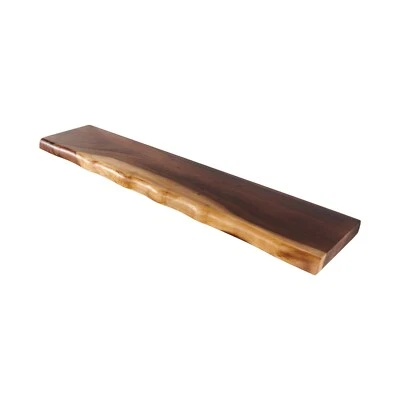 Estante flotante de borde natural de acacia rústico con soportes Foto 1 de 4