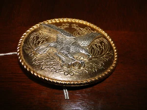 Vergoldete Gürtelschnalle mit Sterling Silber Adler - Bild 1 von 4