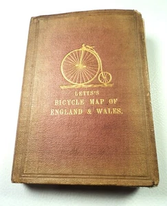 1883 LETT'S FAHRRADKARTE VON ENGLAND UND WALES GEFASST VERGOLDET GESTEMPELT DESIGN - Bild 1 von 7