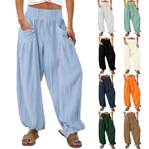 Plus Size Women Harem Pants Ali Baba Baggy Aladdin Leggings Boho Hippy Trousers - Picture 1 of 51