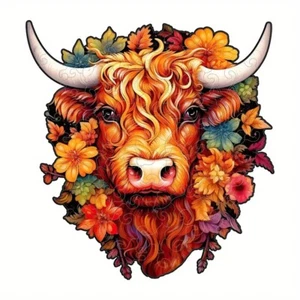 EXA COW ANIMAL A5 Size S Wooden Jigsaw Puzzles Unique Animal Shape Home Decor - Picture 1 of 12
