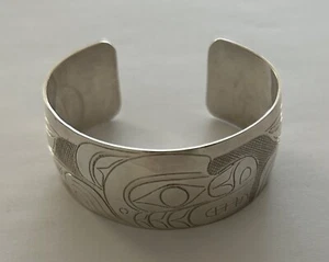Signiert Neuwagen Küste Indianer Bär Motiv Sterlingsilber Manschette Armband - Bild 1 von 6
