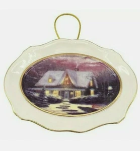 THOMAS KINKADE Christmas Eve Christmas Cottage II Holiday Ornament 2005 Ceramic - Picture 1 of 11