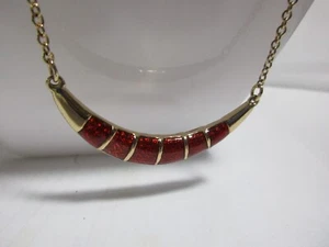 Vintage 2002 NRQ Gold Tone Cherry Red Enamel Accents & Matching 1.5" Earrings - Picture 1 of 6