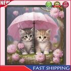 Full Embroidery Cotton Thread 11Ct Print Cat With An Umbrell Cross Stitch40x40cm