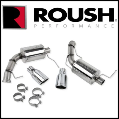 Roush Dual Axle-Back Exhaust System Kit Round Tips fits 2011-14 Ford Mustang V6 - Image 1 of 3