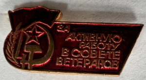 Pin J1D Vintage Soviética URSS Ruso Activo Organización de Veteranos - Imagen 1 de 2