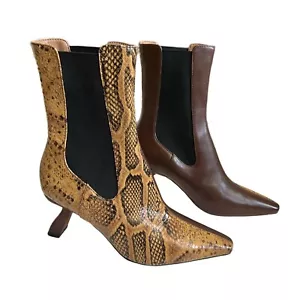 Sam Edelman Sammie braun & Schlangenleder Print Leder Absatz Stiefel Größe 6 - Bild 1 von 12