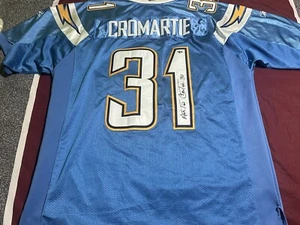 Autographed Authentic Antonio Cromartie Chargers Jersey COA Size 52 Throwback - Picture 1 of 6
