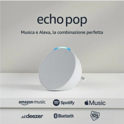 Nuovo Echo Pop Alexa  speaker intelligente assistente vocale Bianco - Immagine 1 di 4
