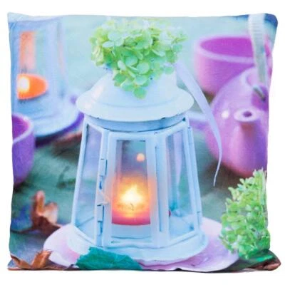 Coussin déco LED coussin de canapé éclairé "Lanterne" 38 x 38 cm 1 coussin lumineux LED - Photo 1/4