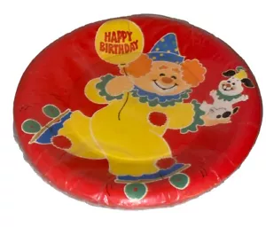 "Platos de papel rojos de 8"" con sello de colección*PAYASO/PERRO*FELIZ CUMPLEAÑOS*ROJOS*suministros para fiestas*" - Imagen 1 de 6