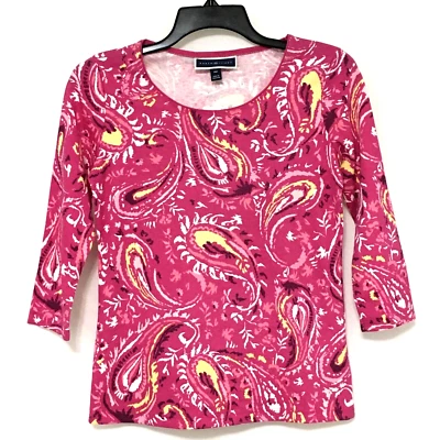 Karen Scott Women's Petite Size PP Berry Ice Print 3/4 Sleeve T-Shirt Tee Top - Image 1 of 4