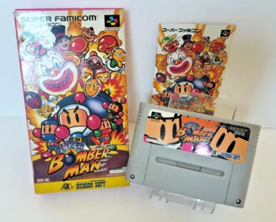 Super Bomberman Bomber Man 1 w/box manual Nintendo Super Famicom SFC a14 - Image 1 of 4