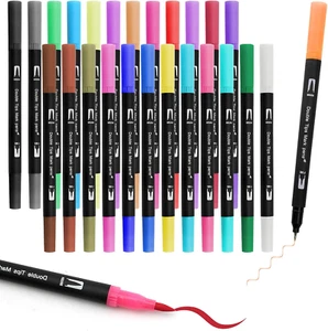 24 Farben Dual Tip Filschstifte Set, Feine Spitze und Pinselstifte, Filzstifte D - Bild 1 von 7