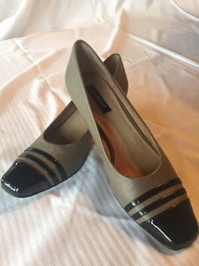 Auditions Blk Patent And Tan Leather Pumps 7.5 N - Picture 1 of 8