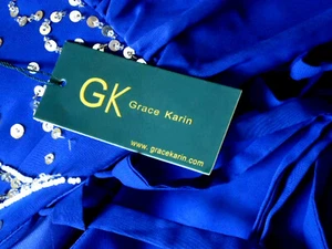 GRACE KARIN RoyalBlueSequinSheerLacedRearPartySize6NWT - Picture 1 of 5